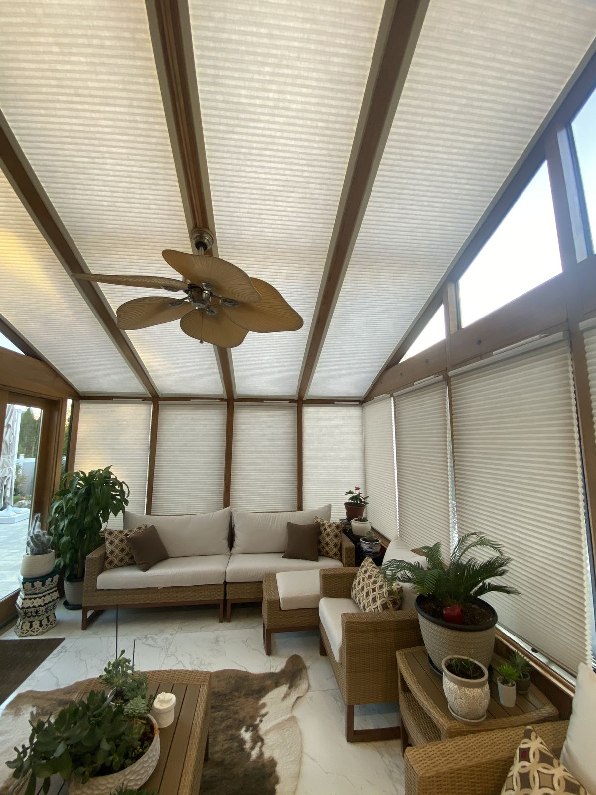 Duette Honeycomb shades with PowerView and skylight shades