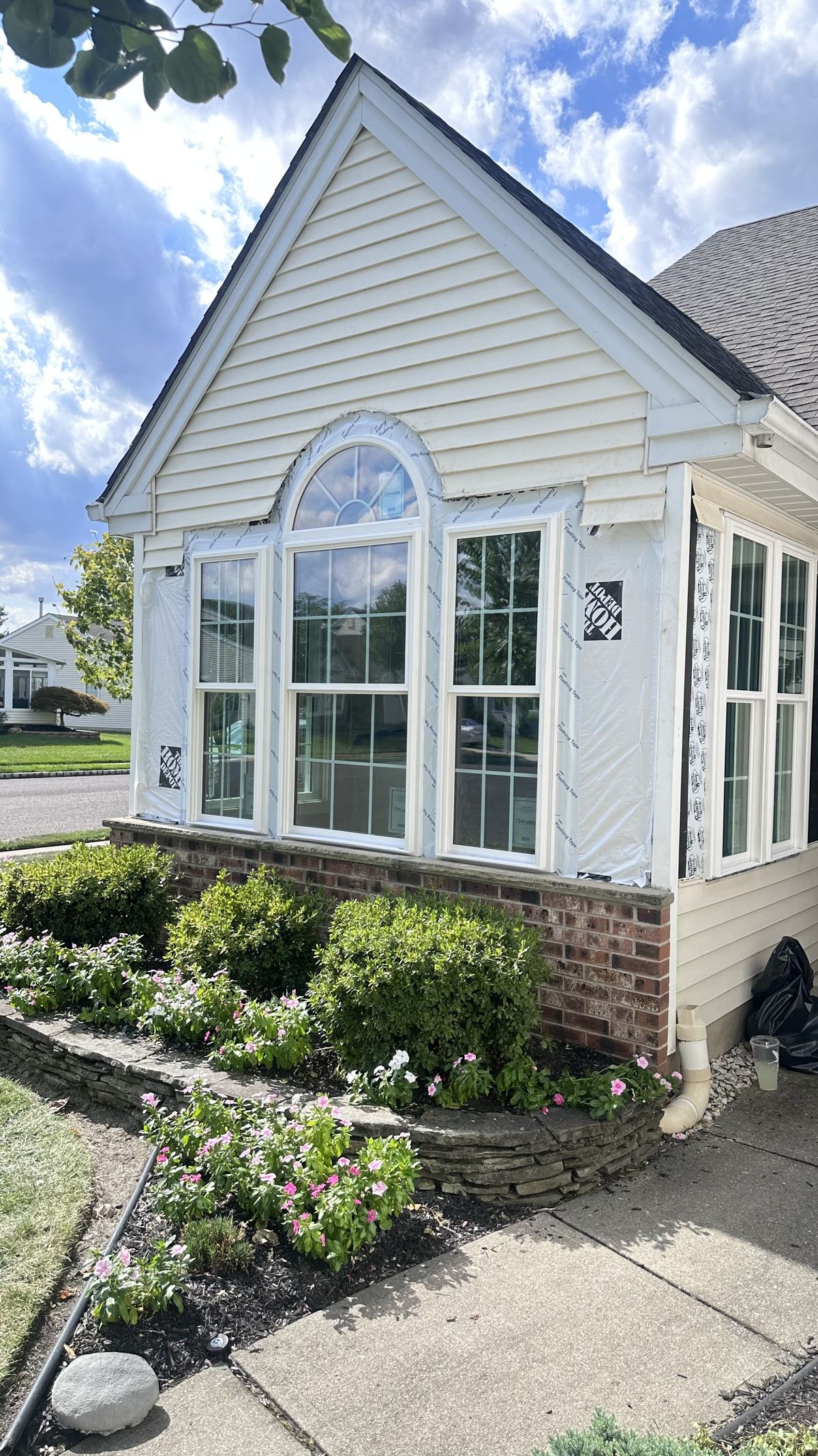 Arched window replacement in progress South Jersey